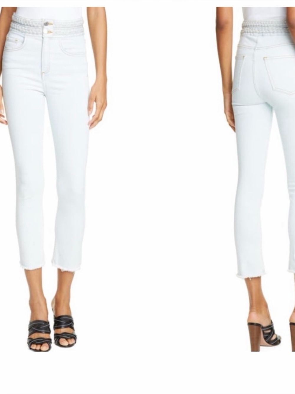 Veronica Beard Carly Braided Waist Cropped Flare Jeans Light Wash Size 27 - Picture 1 of 9